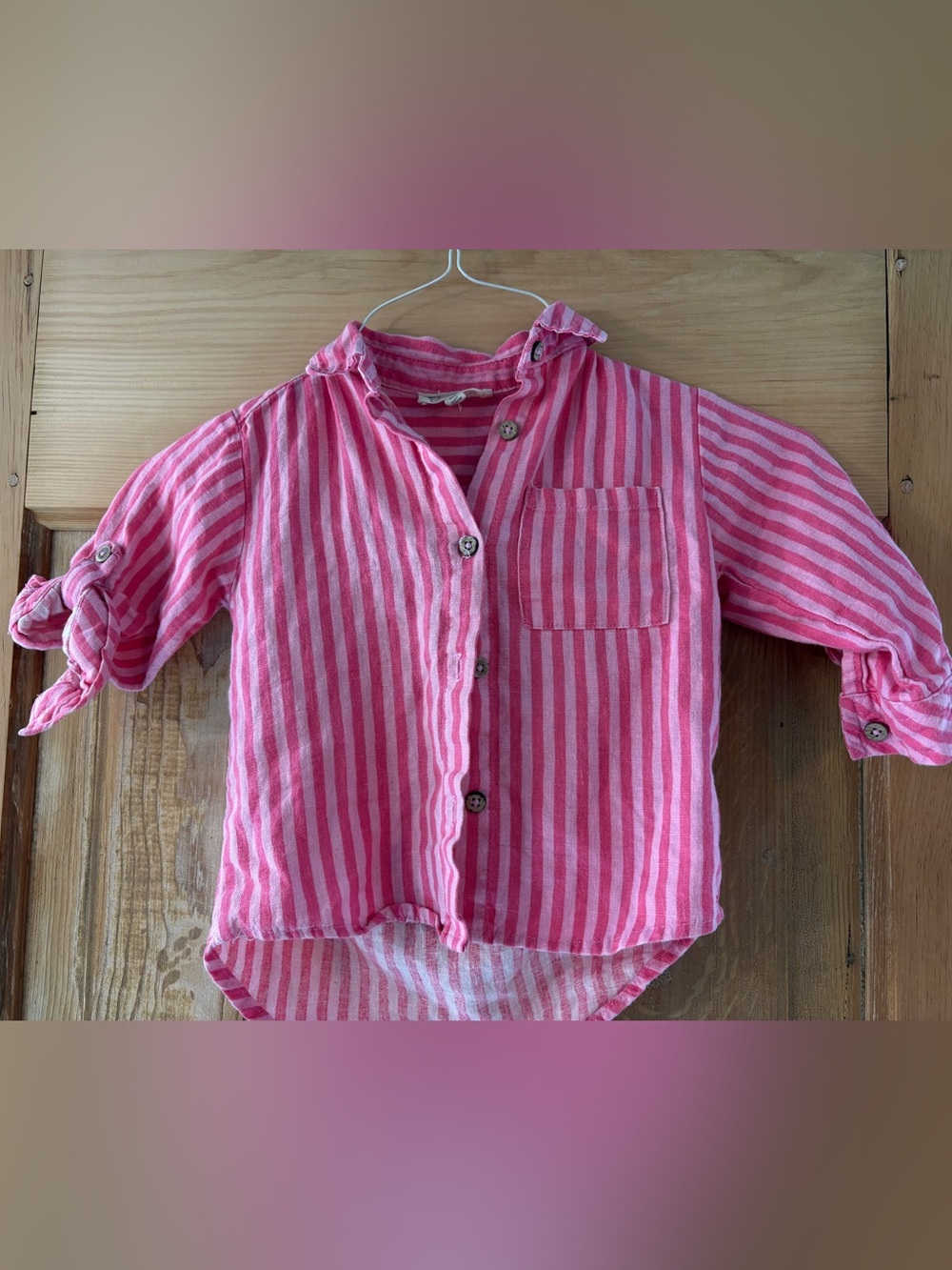 Pink Striped Button-Front Kids Shirt- Jessica Simpson